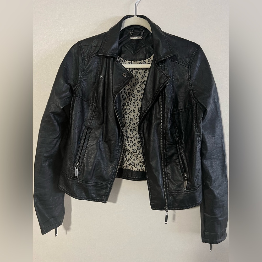 Jou Jou Faux Leather Moto Jacket Medium Size